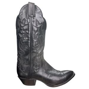 Vintage Tony Lama Women’s Black Lizard Western Cowgirl Boot Size US 8